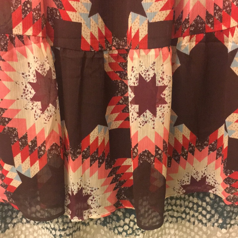 Loft Patchwork Tie Neck Pocket Dress - image 7